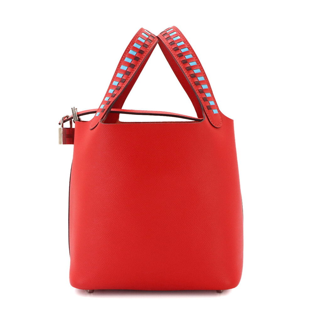 Piko Hermes Picotin Lock 18 PM Tressage Handbag, Epsom Leather, Rouge Coupe, ...